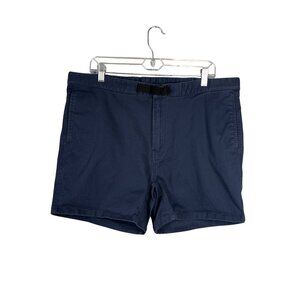 Bearded Goat Casual Shorts Mens Size XL Flat Front Navy Blue‎ Belted
